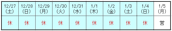 H26年12月休日表